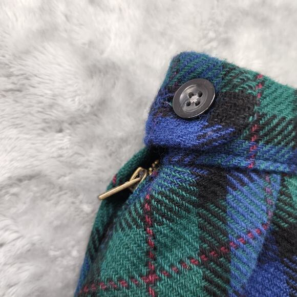 Old Navy Skirt Womens 6 Blue Green Black Plaid Pleated Mini A-Line Zip Preppy - Picture 3 of 7